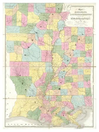 Map of Mississippi, Louisiana and Arkansas, c.1839 Artwork Print as a result of David H. Burr image regarding Printable Map of Arkansas named Map of Mississippi, Louisiana and Arkansas, c.1839 Artwork Print by means of David H. Burr